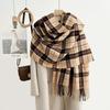 Autumn and Winter High-end Fashion Woven Plaid Scarf Sweet and Elegant Temperament Imitation Cashmere Warm Fringed Shawl