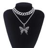 Trendy Butterfly Pendant Rhinestone Fashion Collars Necklace Bling Necklace  Necklace for Women
