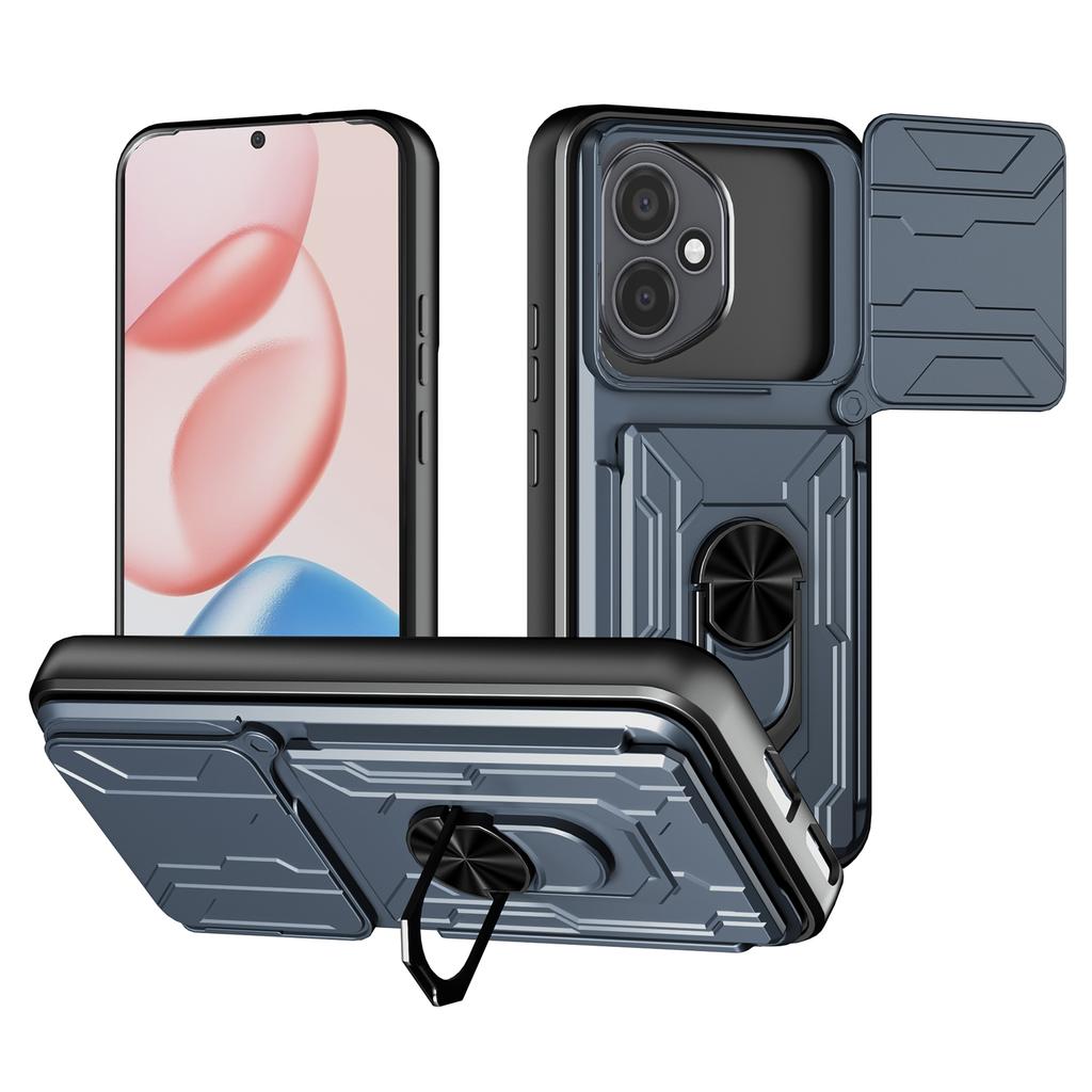 Для Honor 400 5G (Глобальный) Чехол ПК+ТПУ с подставкой и сдвижной крышкой для камеры