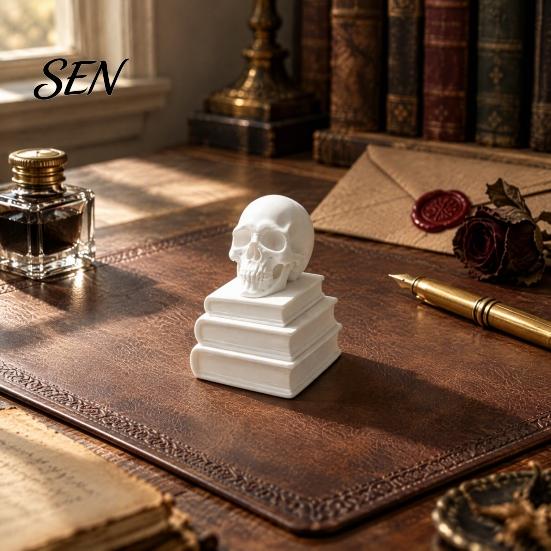 Уникальные Арт-Украшения Стопка Книг и Череп, 3D Печатная PETG Готическая Скульптура, Декоративная Стопка с Мелкими Деталями, Хэллоуинский Подарок для Книжной Полки