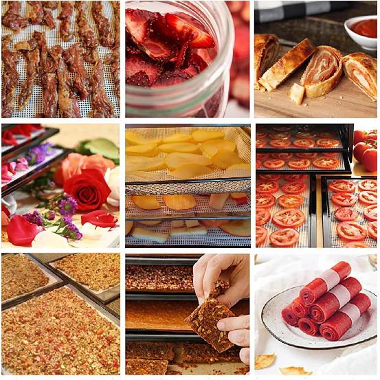 Silicone Dehydrator Sheets, Premium Non Stick Dehydrator Mats, Fruit Dryer Mesh for Food Dehydrator, 6pc, 12 x 13 inch