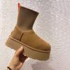 Shoes For Woman Elegant With Medium Heels Women's Snow Boots Ankle Elastic Black Chunky Booties Platform On Offer Stylish
