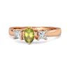 Peridot Elegant Three Stone Ring - Sterling Silver Rose Gold Vermeil