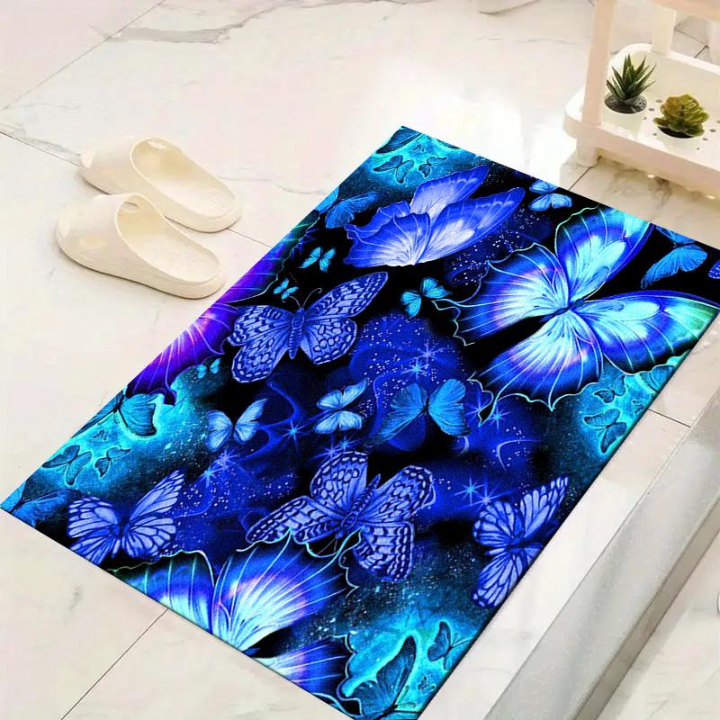 Dreamy Blue Butterfly Carpet Rug for Living Room Bedroom Home Sofa Decoration,Kids play Non-slip Floor Mat