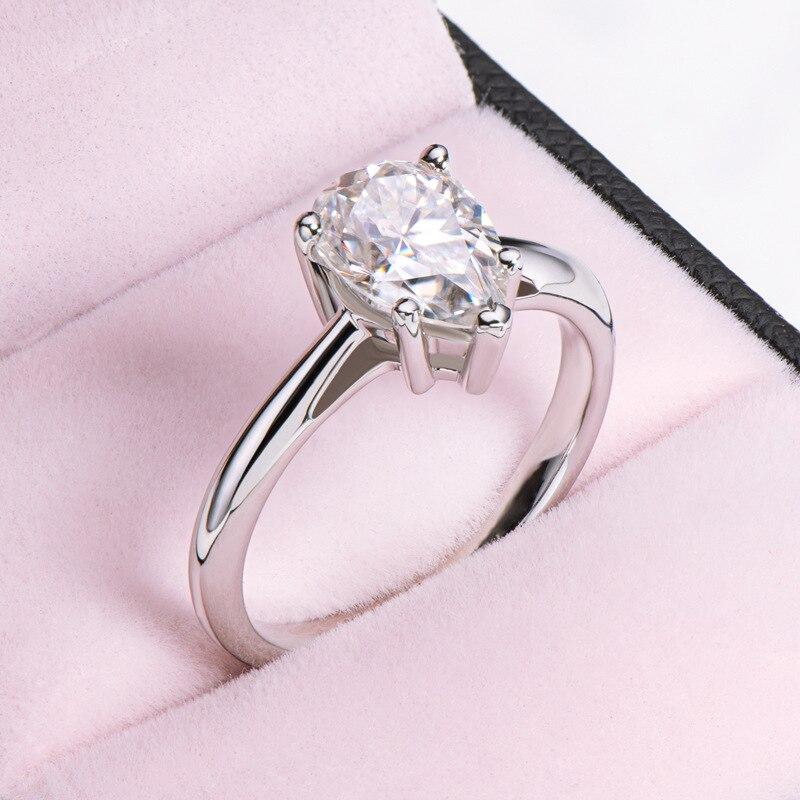 Real 2 Ct D Color Moissanite Rings For Women 100% 925 Sterling Silver Wedding Party Anniversary Sparkling Ring Ladies Jewelry