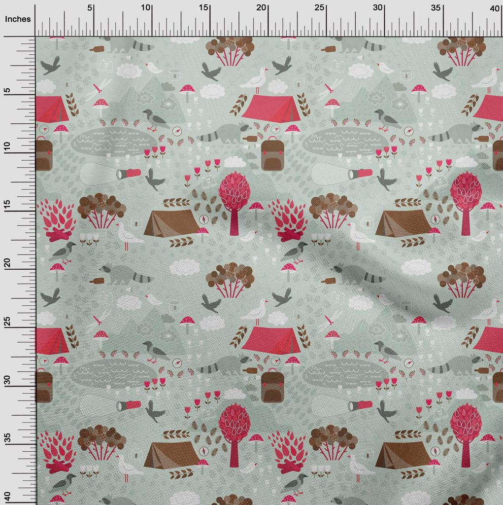 oneOone Cotton Poplin Dusty Green Fabric Kids  Dress Material Fabric Print Fabric By The Yard 42 Inch