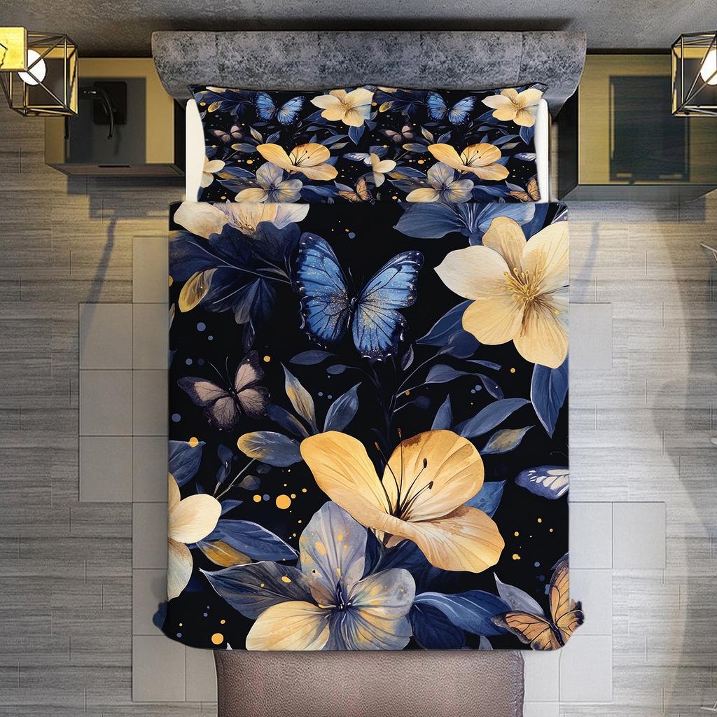 Ночной Цветочный Язык Сон Кровать Три Предмета Пододеяльник Наволочка Цифровая Печать Домашний Текстиль Полиэстер