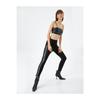 Basic Leggings Faux Leather Stripe Detailed Normal Waist