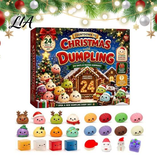 Squeeze Dumplings Toys for Christmas Countdown Advent Calendar with 24Pcs Dumplings, Soft Sensory Fidget Kids Adults, Holiday Decoration