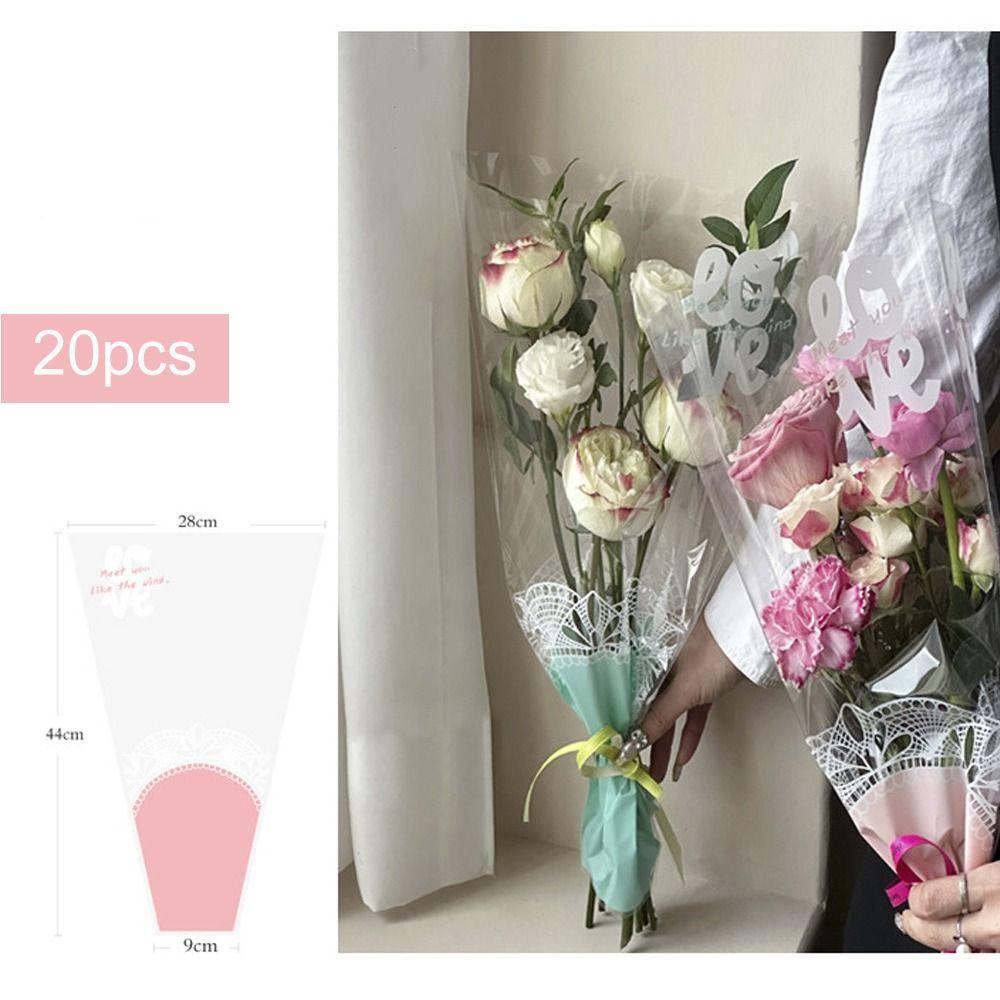 20/30PCS Transparent Rose Packing Sleeve Bag Wrapping Sleeve Flower Packaging Bag Valentine's Day