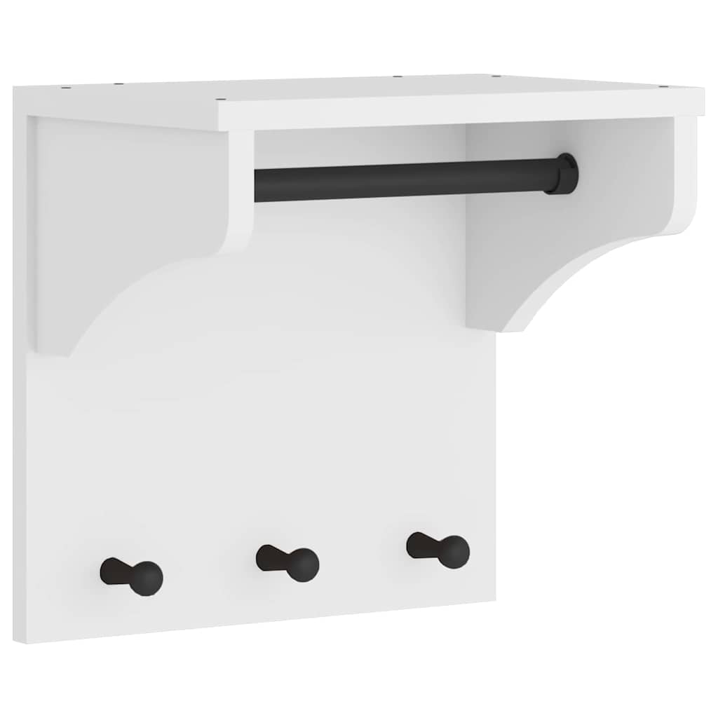 Wall Coat Rack SANDNES White 43 x 30 x 42 cm Solid Pine Wood