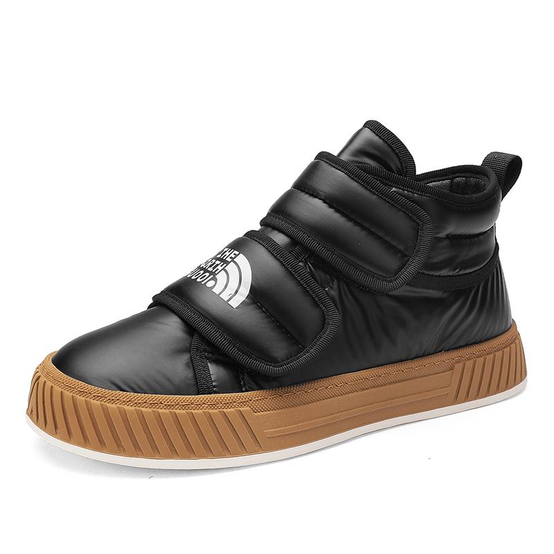 Модные зимние высокие хлопковые ботильоны для мужчин, нескользящие повседневные плюшевые теплые зимние ботинки с широким носком, износостойкая обувь для мужчин