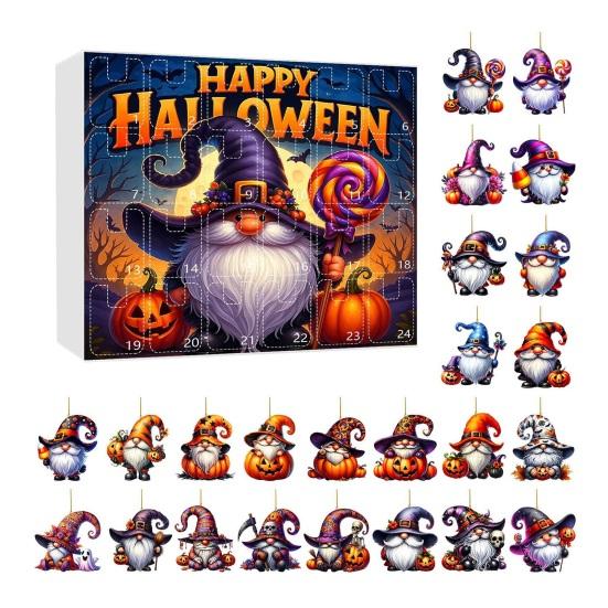 Календарь Адвента на Хэллоуин 2025 Ужасающий кулон-гном Коробка для отсчета 24 дней Милые мини-персонажи