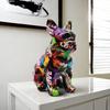 Kawaii Graffiti French Bulldog Statue Cartoon Colorful Dog Statue  Home