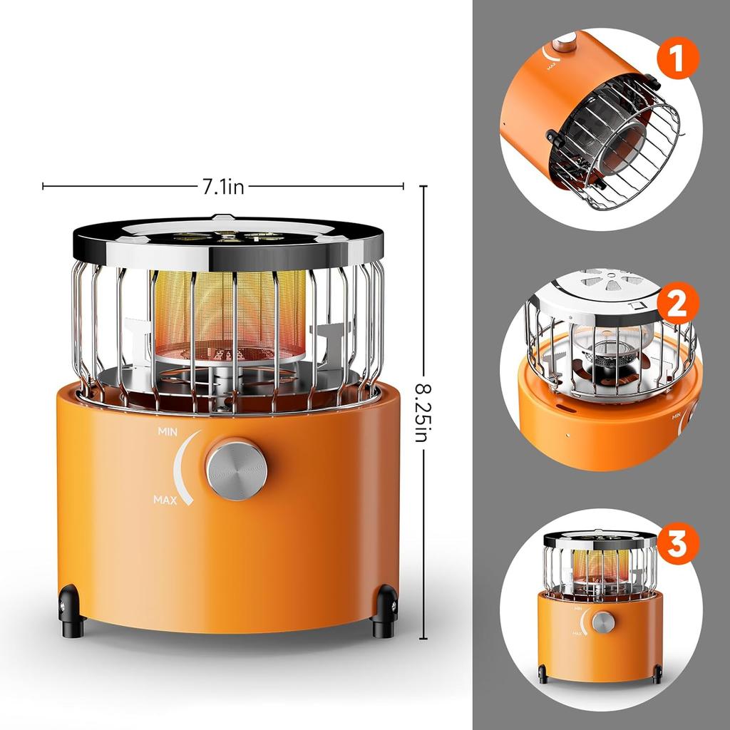TLOG Портативный пропановый обогреватель и плита 2 в 1, 9000 БТЕ пропановый обогреватель с ручкой, регулируемыми вентиляционными отверстиями и пламенем, портативный для улицы, кемпинга, льда