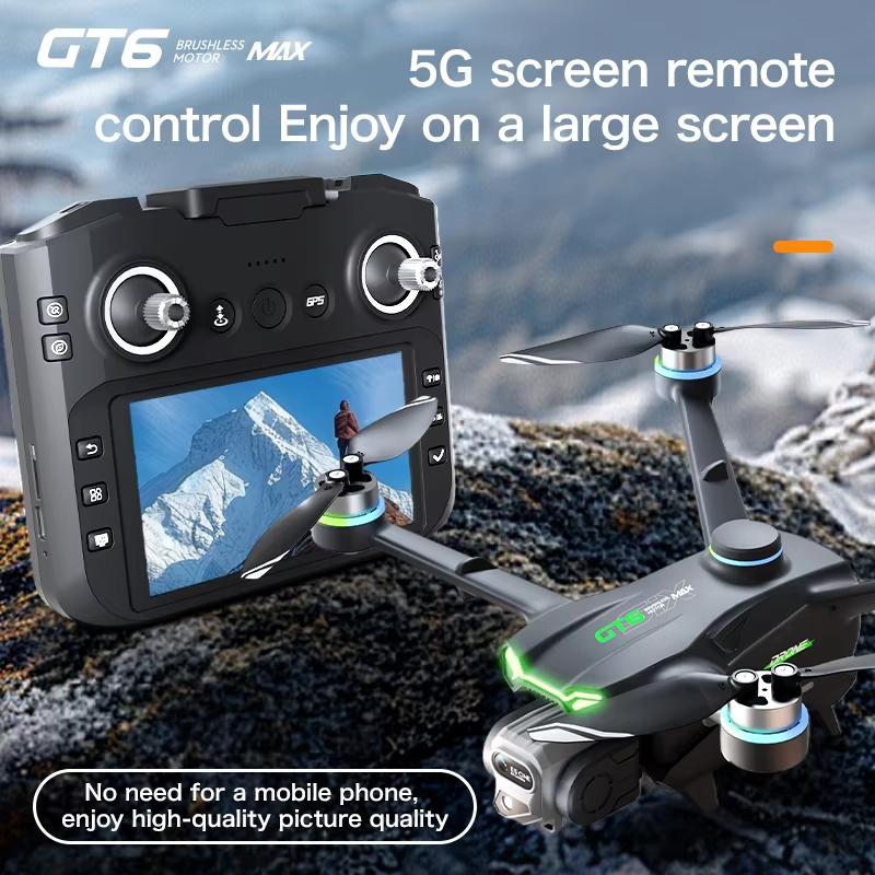 2025 Новый RC Дрон GT6MAX HD Двойная Камера GPS Умный Возврат 5G WIFI FPV Обход Препятствий Бесколлекторный Складной Управление Экраном Квадрокоптер Игрушка Подарок