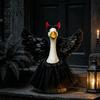Devil Goose Outfit 1 Set Angel Outfit, Porch Costume, Feather Wings Skirt Headband Wand Set, Fits Statue for Home Yard Lawn Party Decor Clothing