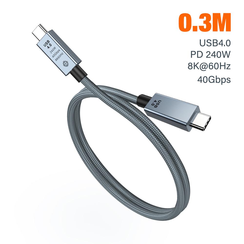 Кабель USB4 PD 3.1 240 Вт для Thunderbolt 3/4 8K HD 40 Гбит/с 48 В 5 А Быстрая зарядка Кабель для передачи данных USB Type C для MacBook iPad Телефон Ноутбук