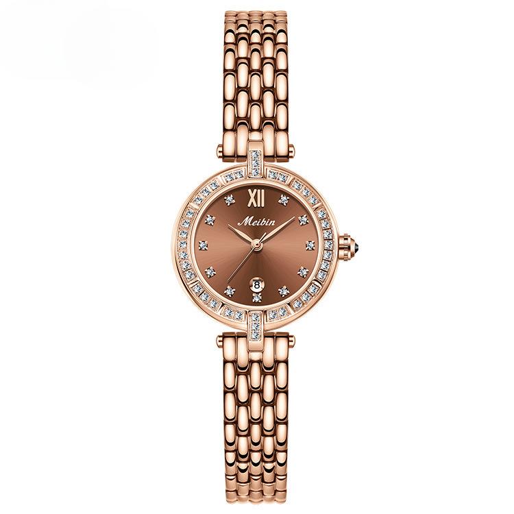 Новые стильные женские часы, модные, простые, со стальным ремешком, компактные, кварцевые часы