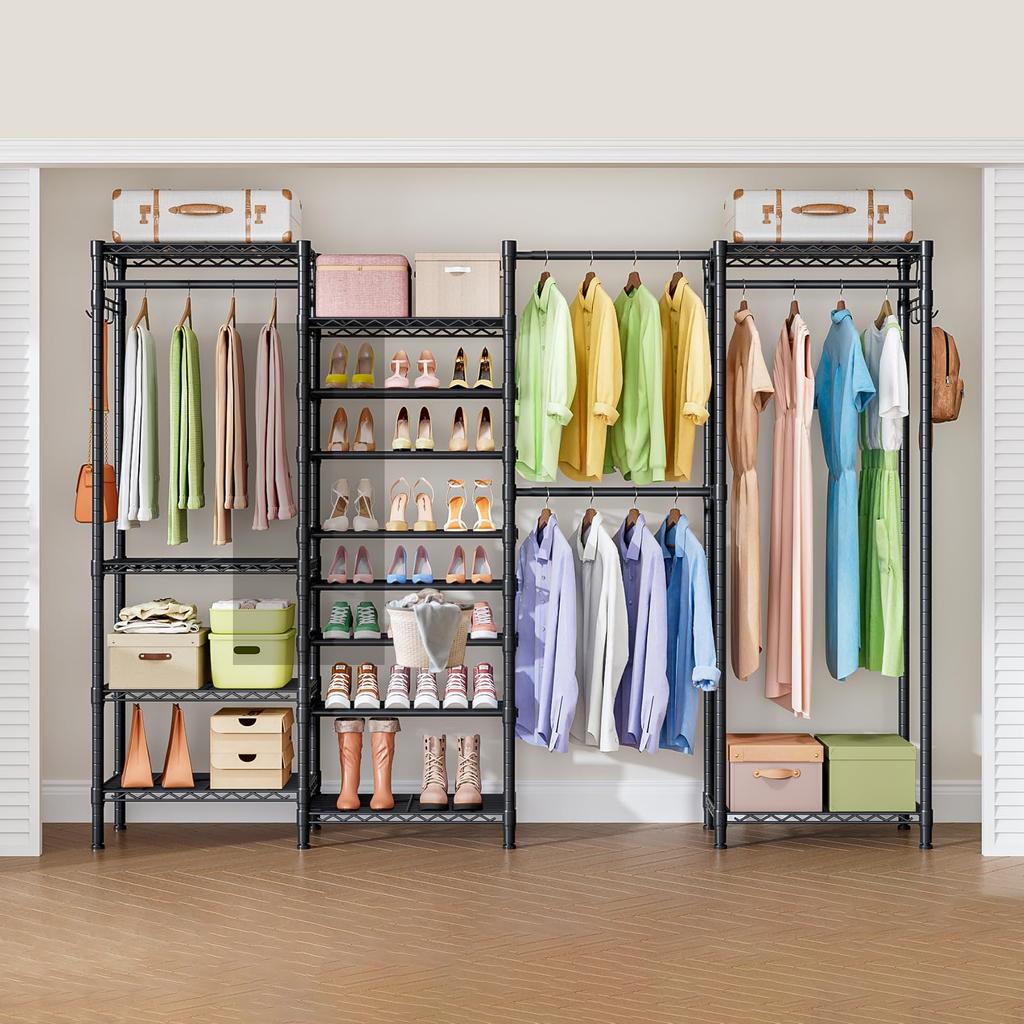 Fainyearn Clothes with Large Clothing Steel Shelf Height Clothes Width X Depth X Height 182cm Rack, Sturdy, Expandable, Wardrobe, Shelves, Capacity,