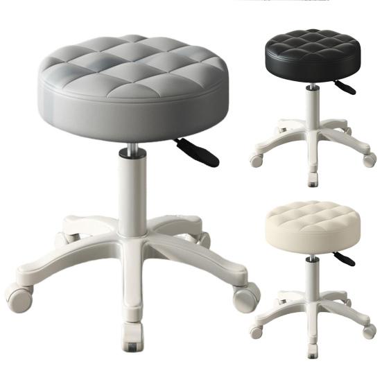 Табурет на колесиках с мягкой подушкой из искусственной кожи, регулируемой высотой, вращающийся на 360 градусов, без подлокотников, без спинки, для черчения, работы, СПА, салона, бара, кафе, домашнего табурета