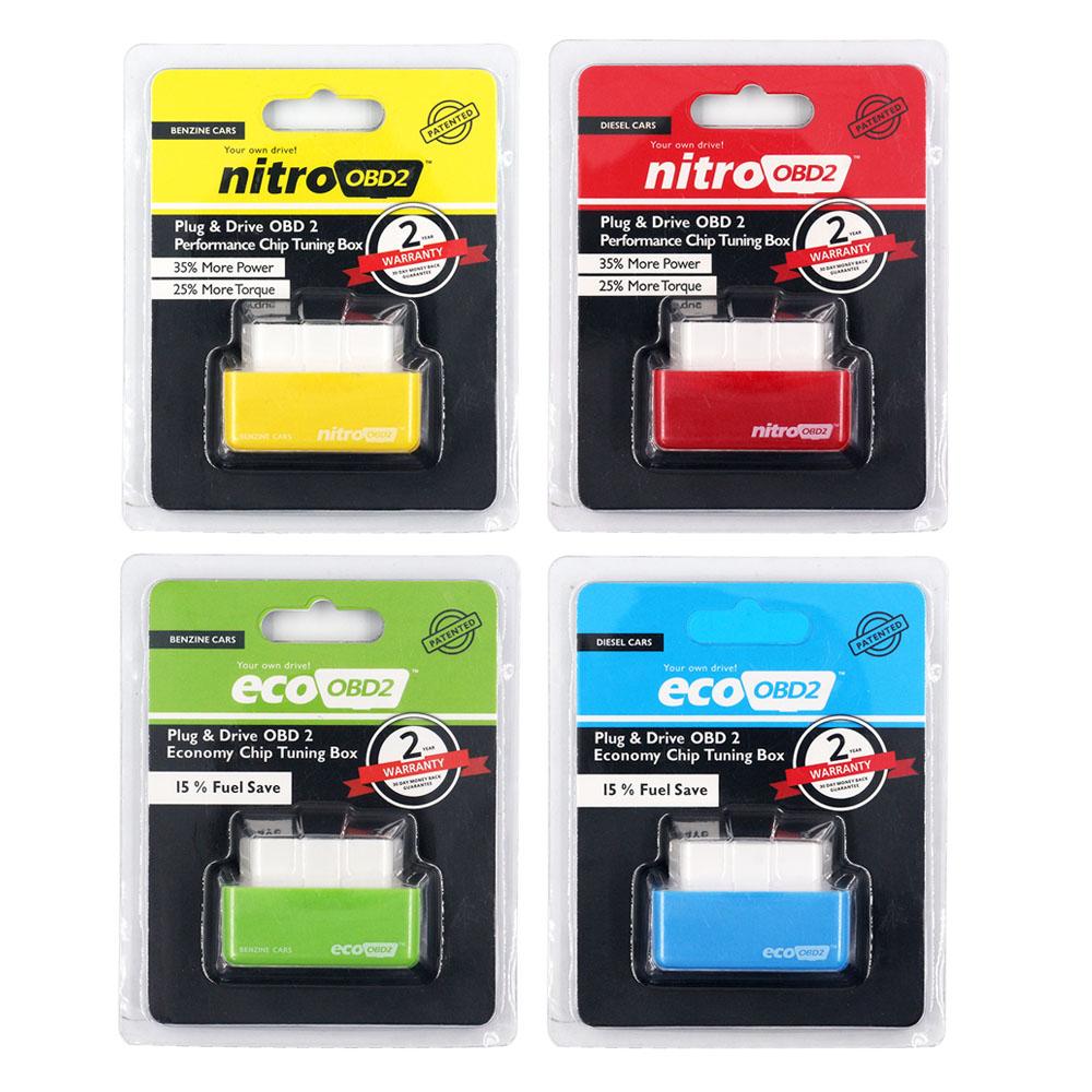 Nitro OBD2 EcoOBD2 Double ECU Chip Tuning Box NitroOBD2 Eco OBD2 For Benzine Diesel Car 15%Fuel Save More Power Torque Free Ship