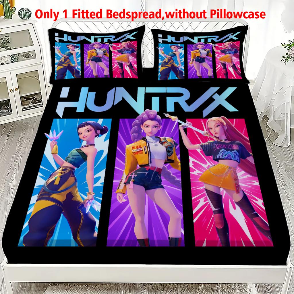 1PC K-POP Fitted Sheet D-Demon H-Hunters Soft Polyester Bed Cover Fitted Sheet With Elastic Band Home Decor No Pillowcase