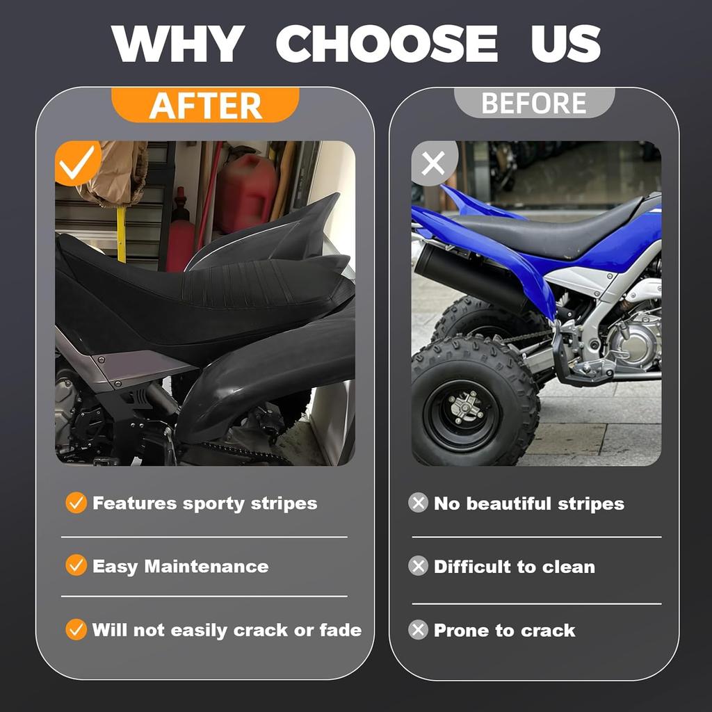 ATV Seat Cover Non-Slip Soft Waterproof for Raptor 700 700R 2006-2024, High Elastic Leather Black