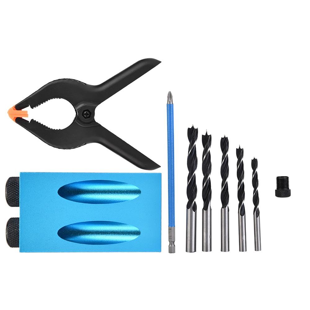 34pcs 15° Drilling Angle Pocket Hole Jig Kit Inclined Hole Fixture Dowel Joinery Kit For Carpenters