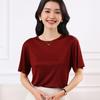 Женская тонкая футболка с коротким рукавом и круглым вырезом, однотонная, топ с V-образным вырезом, свободная футболка