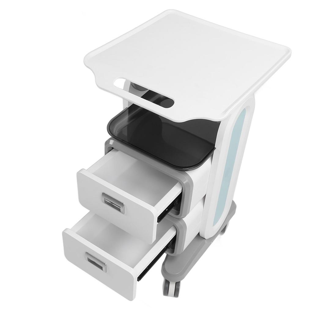 Mobile Medical Trolley Cart Enlarged Tabletop Double Drawer Multifunctional Medical Cart for Beauty Salon Clinic