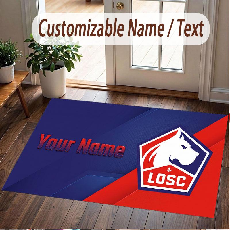 Custom Rug LOSC Lille FC Pattern Print Name Text Soft Non‑Slip Floor Carpet for Home Indoor Decoration