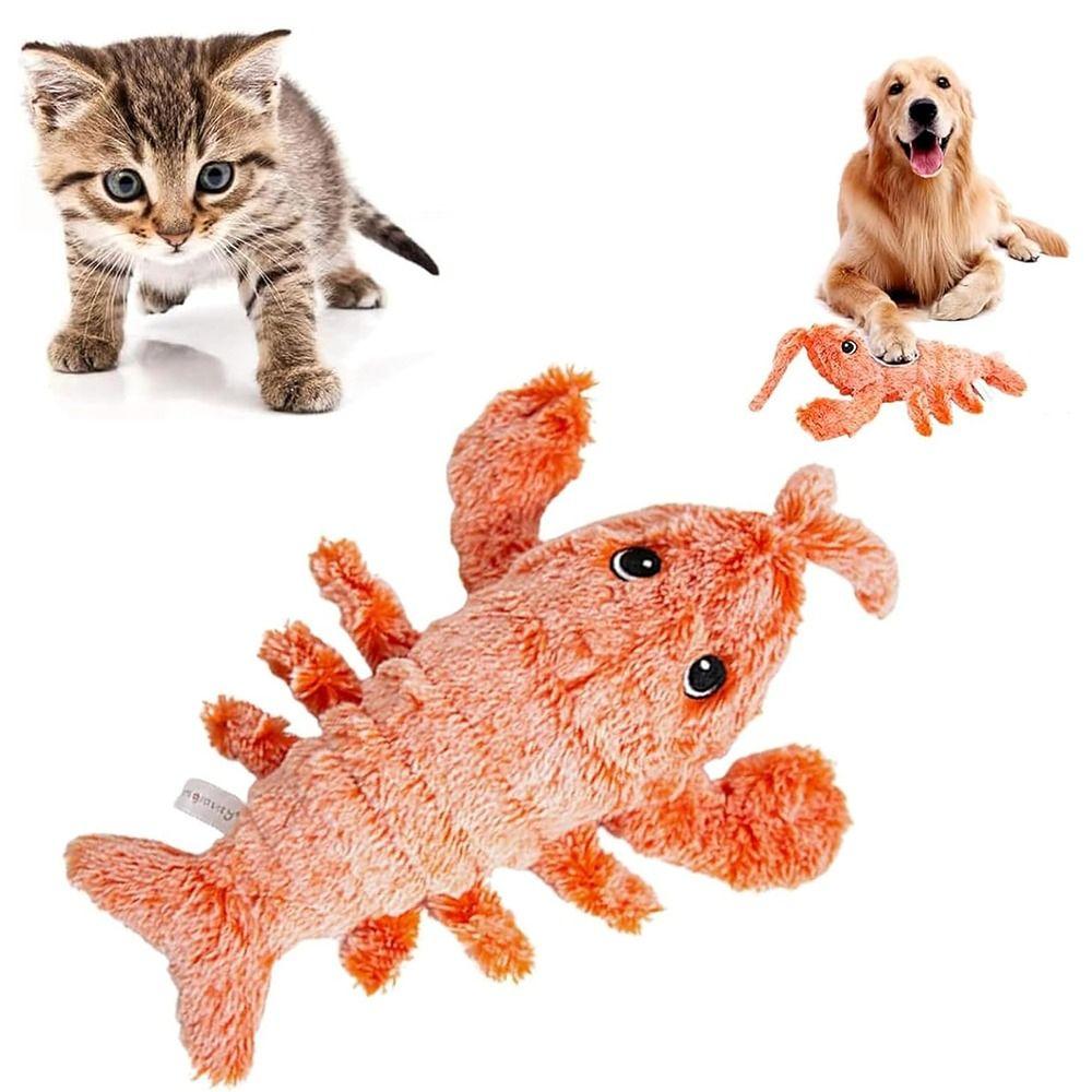 USB Charging Lobster Cats Dancing Moving Washable Electric Pet Squeaky Simulation Jumping Shrimp Dogs Interactive Kitten