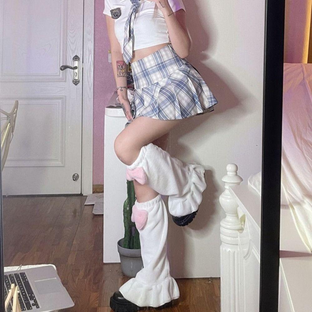 Plush Leg Warmers Winter Warm Y2K Foot Cover Kawaii Leg Cover Lolita