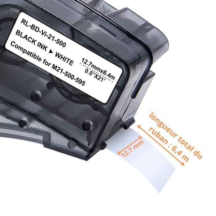 Совместимая лента - Phonillico® - M21-500-595 - Белый винил - 12,7 мм - 6,4 м