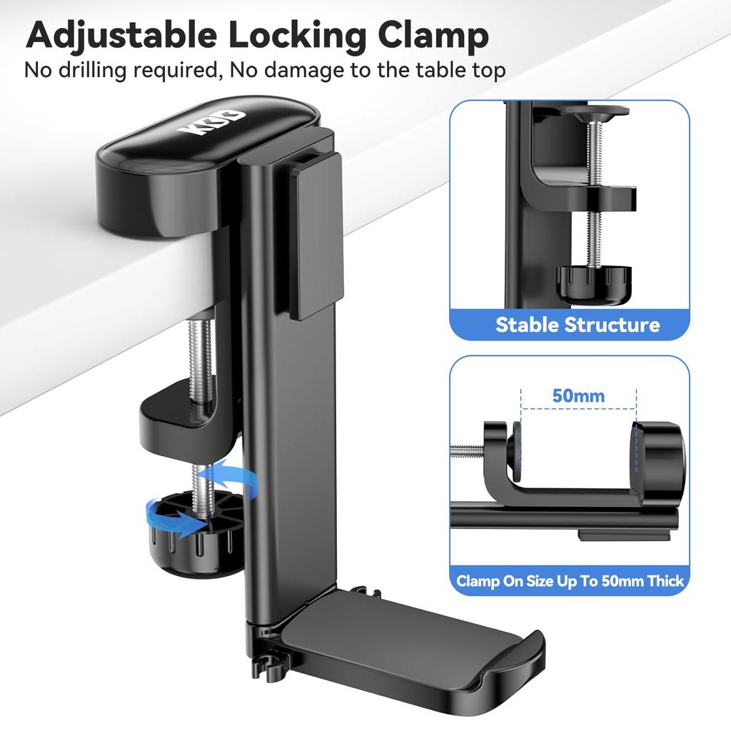 KDD 5-in-1 Desk Organizer with Rotating Headphone Stand, Detachable Controller Holder, Pen Holder, and Cup Holder - Desktop Storage for Cups, Phones,