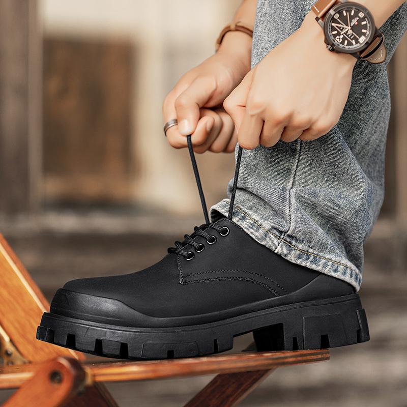 Мужские повседневные туфли с круглым носком Модный уличный стиль Отдых на природе Деловая вечеринка Офис Молодежная обувь для ходьбы на толстой подошве