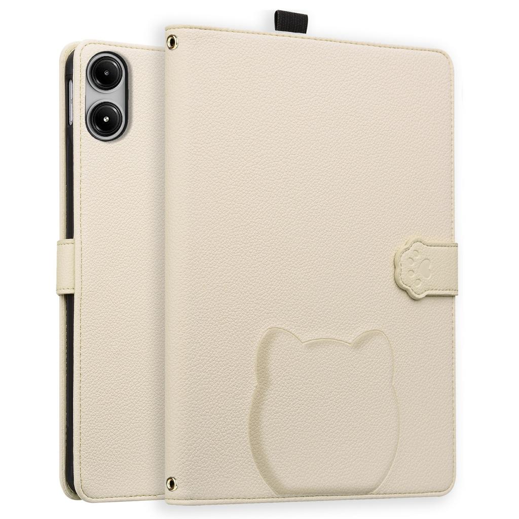 Для Xiaomi Poco Pad M1 Кошелек-чехол Кожаная подставка Настольная крышка с держателем для стилуса, 3D-эффект Кошачий узор