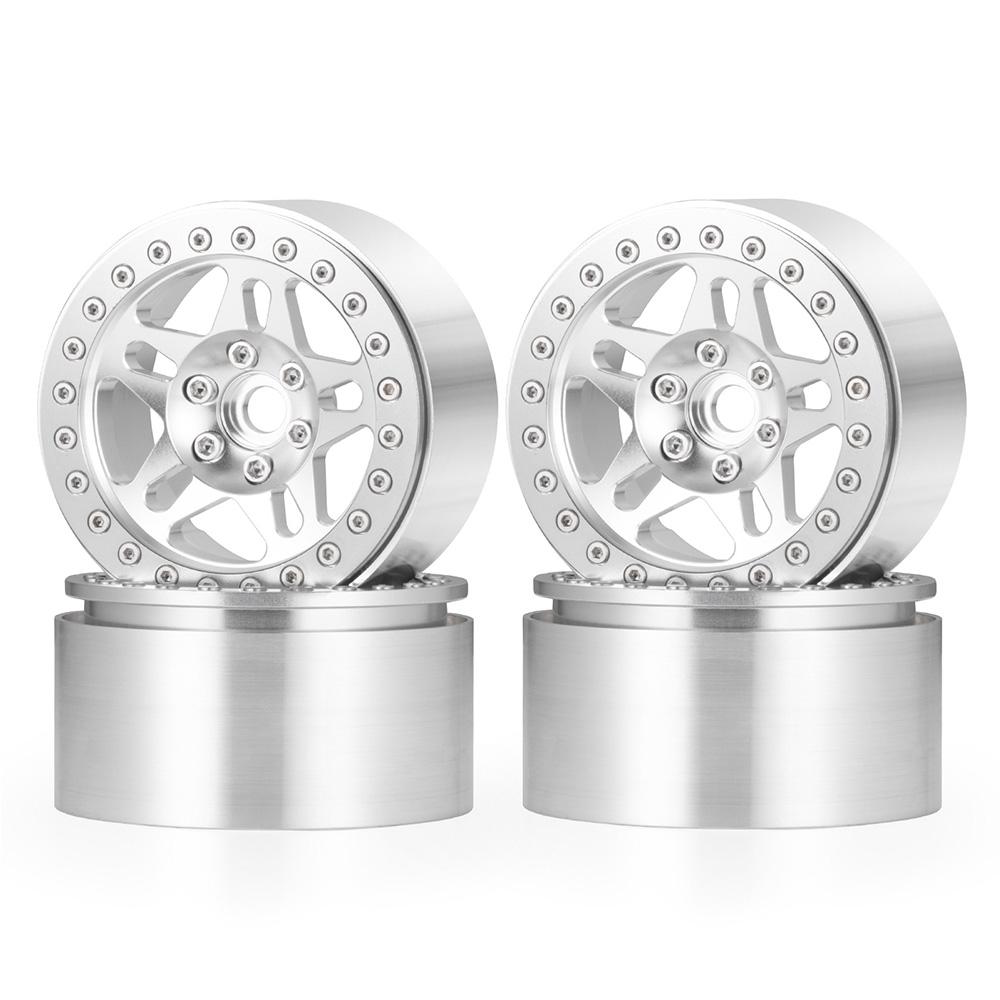 YEAHRUN 4pcs Aluminum Alloy Beadlock 2.2 inch Wheel Rims Hubs for Axial SCX10 Wraith TRX-4 1/10 RC Crawler Car Upgrade Part