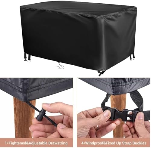 Rurbeder Garden Furniture Cover Waterproof 600D Oxford Outdoor Sofa Table Cover Black