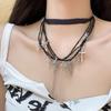 Cross Punk Dark Style Necklace Geometric Shape Tassel Choker For Travel Souvenir