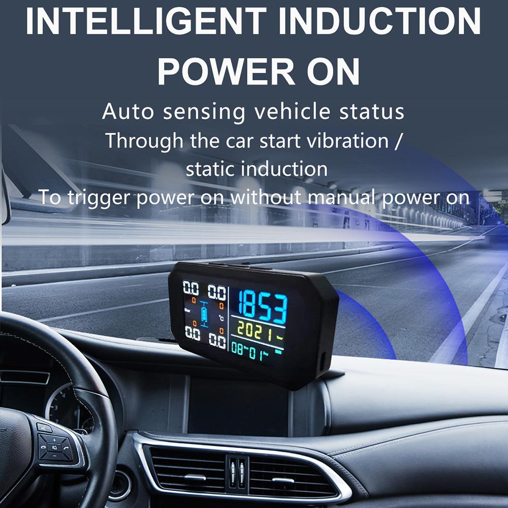 T13 Солнечная система мониторинга давления в шинах TPMS Автомобильный датчик давления в шинах Предупреждение о температуре с 4 датчиками