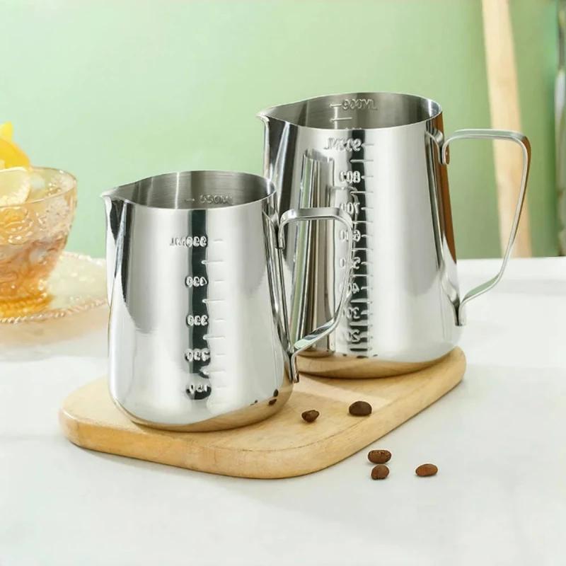 Профессиональный питчер для вспенивания молока из нержавеющей стали 304 со шкалой, чашка для латте-арта 350/550/900 мл для домашнего бариста, приготовления кофе
