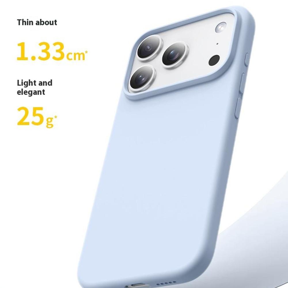 Для iPhone 17 Pro Max Чехол Ультратонкий Жидкий Силикон+ПК Противоцарапный Чехол для Телефона с Кнопкой Управления Касанием Камеры