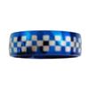 Стальное кольцо "Мирный" синее (шахматная доска) - 6 мм