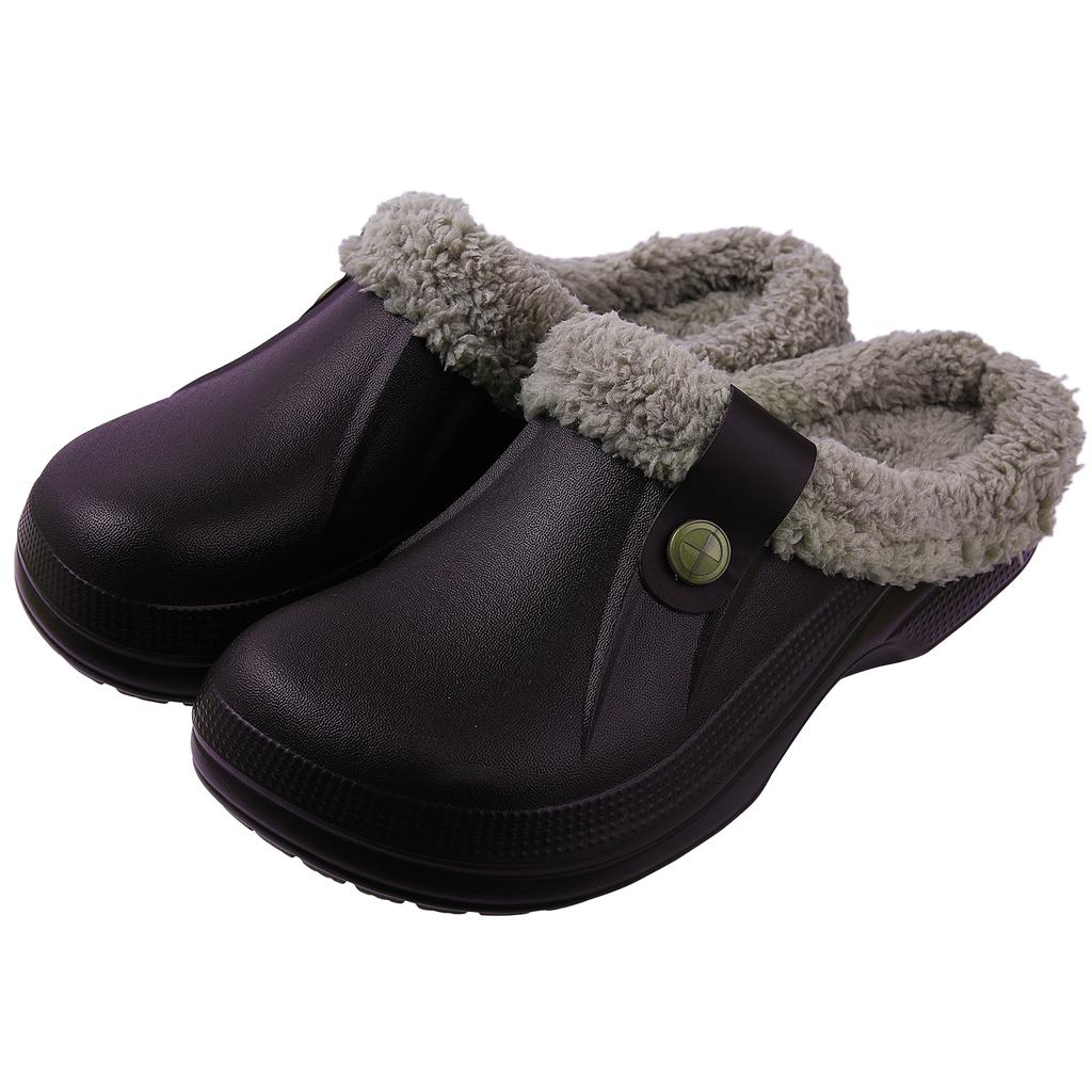 Fashion Comwarm Indoor Women Warm Slippers Garden Shoes Soft Waterproof EVA Plush Slippers Female Clogs Couples Home Bedroom Fuzzy Shoes