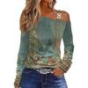Womens Long Sleeve Blouse Shirts Solid Color Pullover T-shirts Sexy Off-shoulder Y2k Top