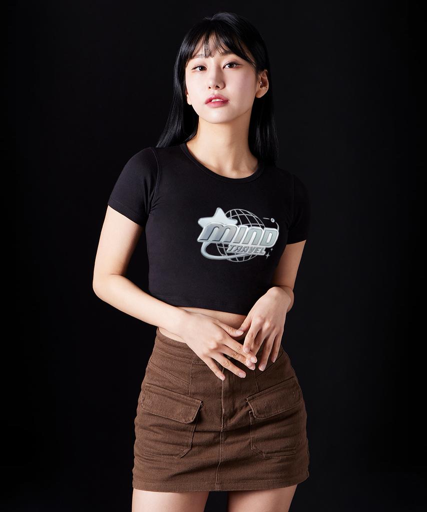 ASTRAL PROJECTION Mind Travel Supima Spandex Crop Top_Black