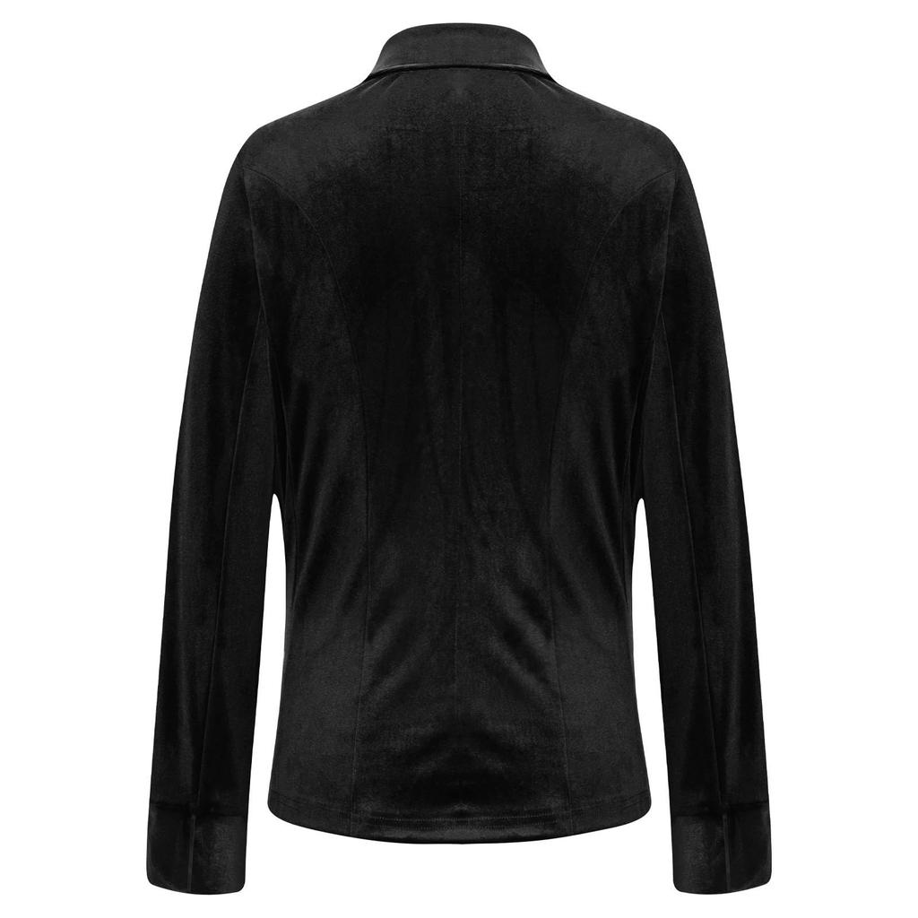 Женский длинный рукав с лацканами однотонный золотой бархатный свободный маленький пиджак