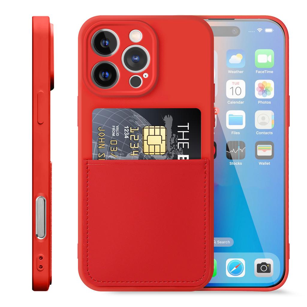 Подходит для IP17PRO MAX однотонная сумка-кошелек для карт мягкий защитный чехол имитация жидкой кожи чехол для мобильного телефона с держателем для карт IP17PRO